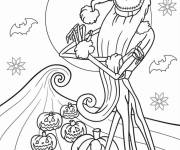 Coloriage Jack Skellington en costume de P&egrave;re No&euml;l pour les vacances