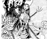 Coloriage jack skellington, Sally et le chien Zerogratuit