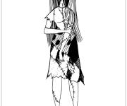 Coloriage La squelette Sally portant une magnifique robe