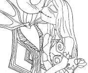 Coloriage Le baiser de Jack et Sally