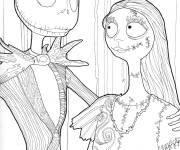 Coloriage Le beau couple Sally et Jack
