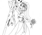 Coloriage Le mariage de Jack Skellington et Sally