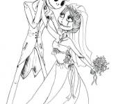 Coloriage Le mariage de Jack Skellington et Sally de bande anim&eacute;