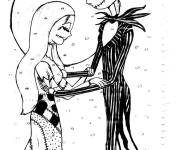 Coloriage Les amoureux Jack et Sally imprimable