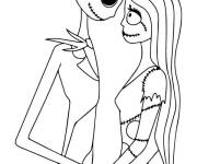 Coloriage Les regards des amoureux Monsieur Jack et Sally