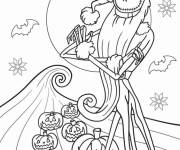 Coloriage Monsieur Jack comme p&egrave;re no&euml;l au clair de la lune