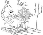 Coloriage Monsieur Jack d&eacute;coupe des flocons de neige
