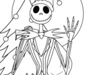 Coloriage Monsieur Jack devant un sapin de Noel