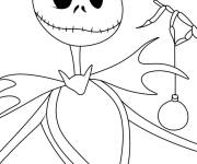 Coloriage Monsieur Jack tenant une boule de noel