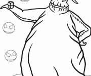 Coloriage Oogie Boogie effrayant &agrave; motifs en citrouilles