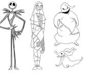 Coloriage Personnages de Jack, Sally, Zero et Boogeyman