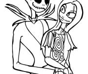 Coloriage Sally dans les bras de Monsieur Jack