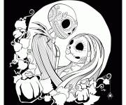 Coloriage Sally et Jack amoureux &agrave; t&eacute;l&eacute;charger