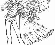 Coloriage Sally et Monsieur Jack en tenue Renaissance