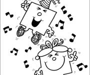 Coloriage Monsieur et madame Anniversaire aiment la musique