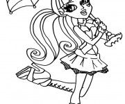 Coloriage Draculaura porta sa parapluie