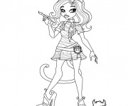 Coloriage Monster High Clawdia porte un pinceau