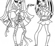 Coloriage Monster High Cléo de Nile et Frankie Stein