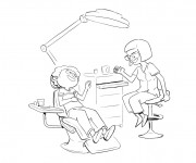 Coloriage Enfant chez le dentiste