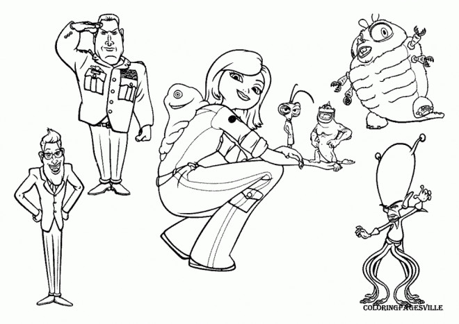 Coloriage et dessins gratuits Susan et les personnages de Monstres et Aliens à imprimer