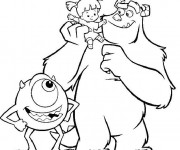 Coloriage Monstre et Ci avec une petite fille