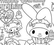 Coloriage F&ecirc;te d'Anniversaire de My Melody