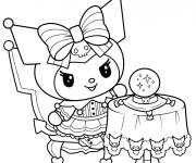 Coloriage Kuromi &agrave; la table des diseuses de bonne aventure