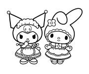 Coloriage Kuromi avec ma m&eacute;lodie en robe de Sanrio