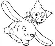 Coloriage Kuromi chevauchant le lapin