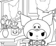 Coloriage Kuromi dans sa chambre