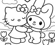 Coloriage L'amiti&eacute; de My Melody et Hello Kitty