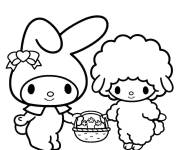 Coloriage Lapin My Melody et l'agneau Piano Chan