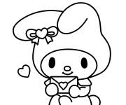 Coloriage Lettre d'amour entre les mains de My Melody