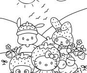 Coloriage Ma M&eacute;lodie avec les autres personnages d&eacute;guis&eacute;s en fraise