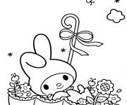 Coloriage Ma m&eacute;lodie avec parapluie fleuri