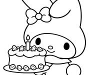 Coloriage Ma m&eacute;lodie avec un g&acirc;teau d'anniversaire
