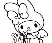 Coloriage Ma M&eacute;lodie avec une harpe
