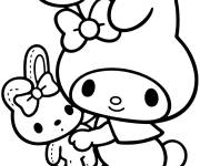 Coloriage Ma M&eacute;lodie et le lapin en peluche