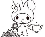 Coloriage Ma M&eacute;lodie prend  le petit d&eacute;jeuner