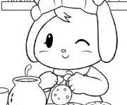 Coloriage Ma M&eacute;lodie pr&eacute;pare des Cookies