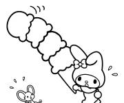 Coloriage Ma Melody avec une &eacute;norme glace