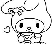 Coloriage Me m&eacute;lodie avec une lettre d'amour