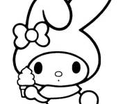 Coloriage et dessins gratuit My Melody avec de la glace cr&eacute;m&eacute;e à imprimer