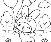 Coloriage My Melody avec des ballons