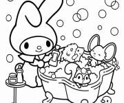 Coloriage My Melody avec les souris au bain