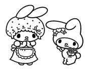 Coloriage et dessins gratuit My Melody avec sa maman à imprimer