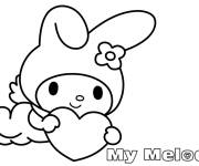 Coloriage My Melody avec un c&oelig;ur
