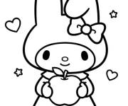Coloriage My Melody avec une pomme