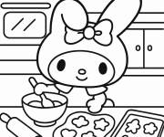 Coloriage My Melody cuisine des biscuits