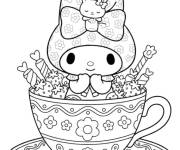 Coloriage My Melody dans une tasse de bonbons